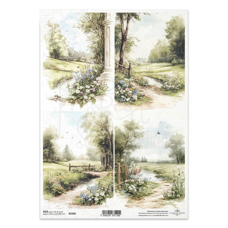 Papier ryżowy do decoupage A4 sielankowe widoczki R2580 ITD Collection
