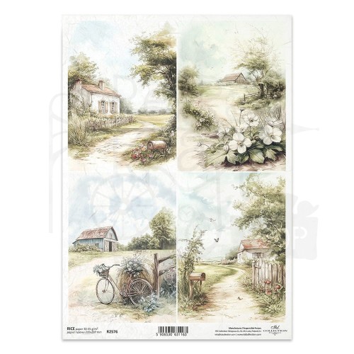 Papier ryżowy do decoupage A4 wiejskie widoczki R2576 ITD Collection