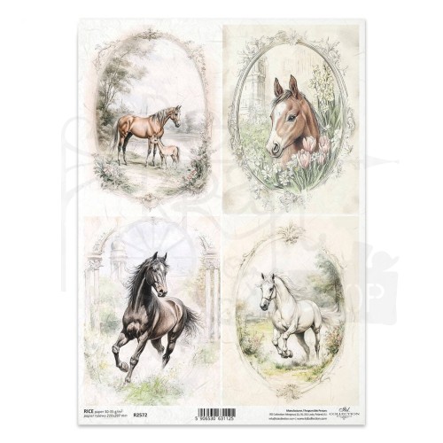 Papier ryżowy do decoupage A4 konie R2572 ITD Collection