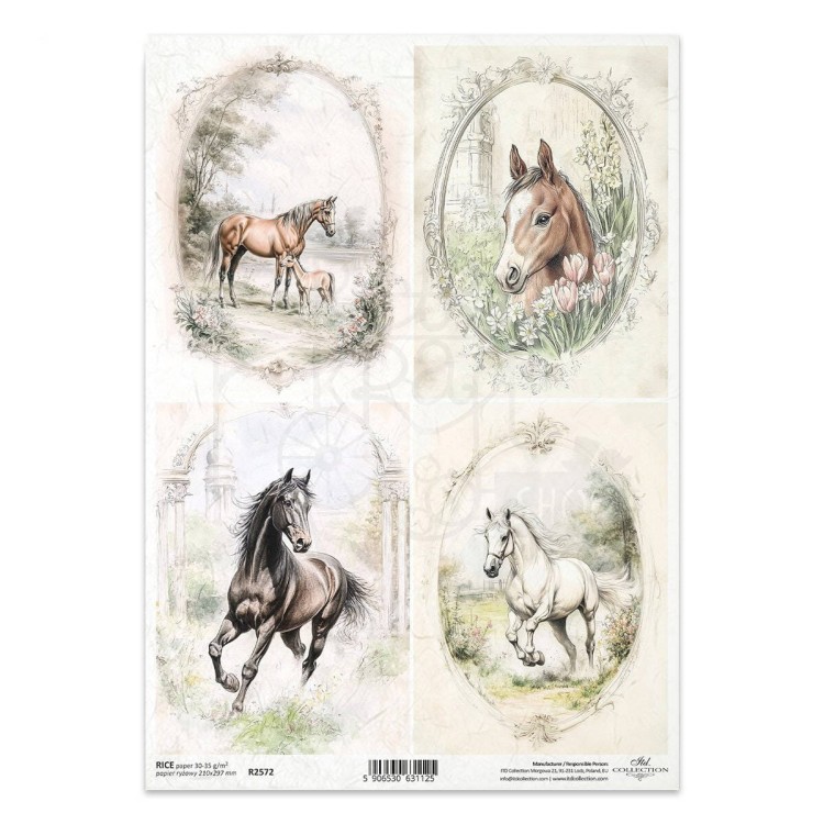 Papier ryżowy do decoupage A4 konie R2572 ITD Collection