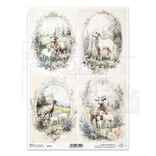 Papier ryżowy do decoupage A4 kozy kózki R2571 ITD Collection