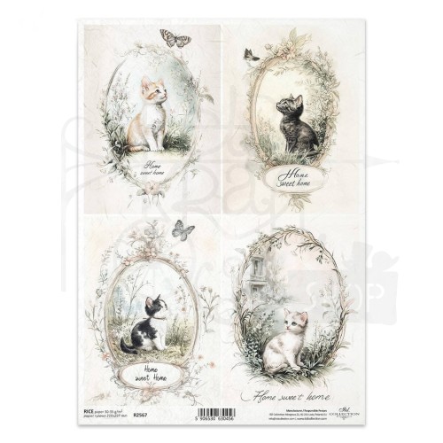 Papier ryżowy do decoupage A4 koty R2567 ITD Collection