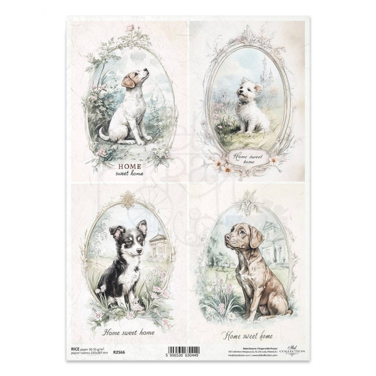 Papier ryżowy do decoupage A4 psy R2566 ITD Collection