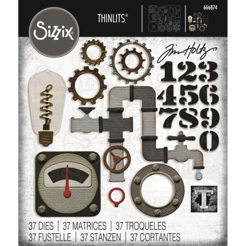 Wykrojnik Tim Holtz Thinlits Industrial 37 elementów 666874 Sizzix