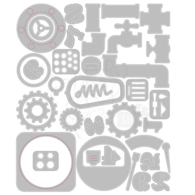 Wykrojnik Tim Holtz Thinlits Industrial 37 elementów 666874 Sizzix