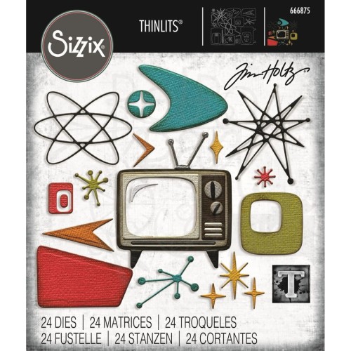 Wykrojnik Tim Holtz Thinlits Atomic Retro 24 elementy 666875 Sizzix