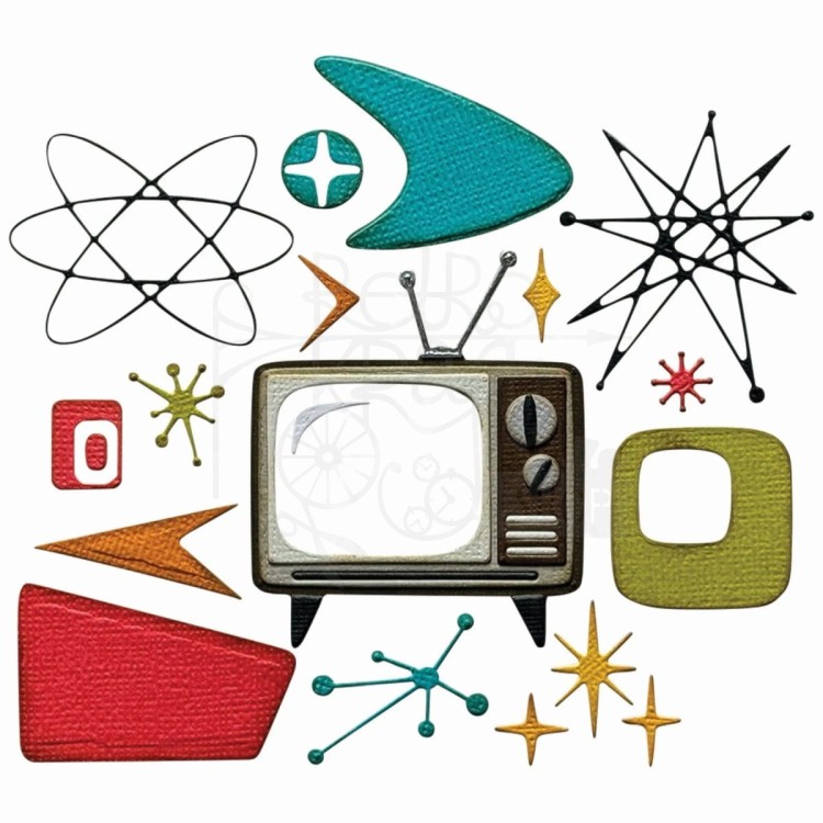 Wykrojnik Tim Holtz Thinlits Atomic Retro 24 elementy 666875 Sizzix