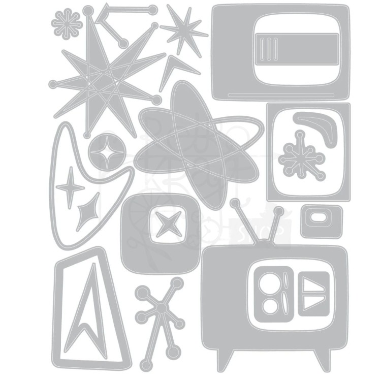 Wykrojnik Tim Holtz Thinlits Atomic Retro 24 elementy 666875 Sizzix