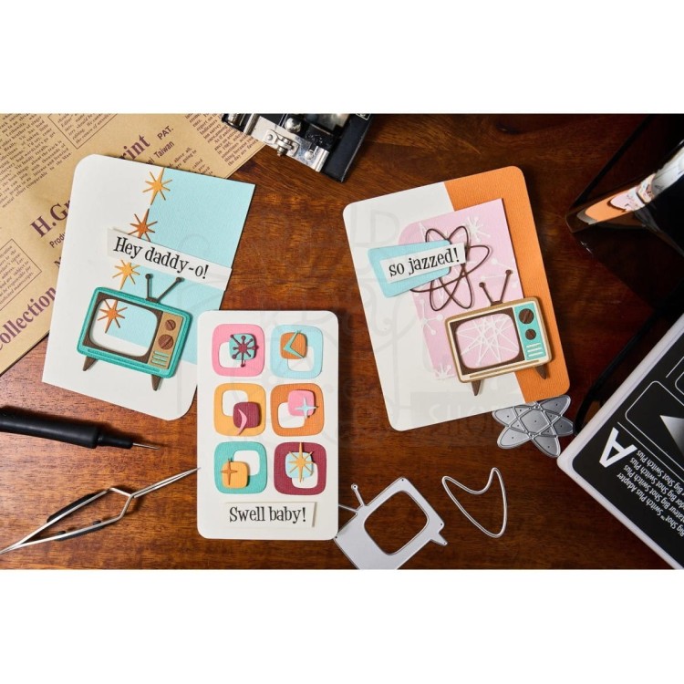 Wykrojnik Tim Holtz Thinlits Atomic Retro 24 elementy 666875 Sizzix