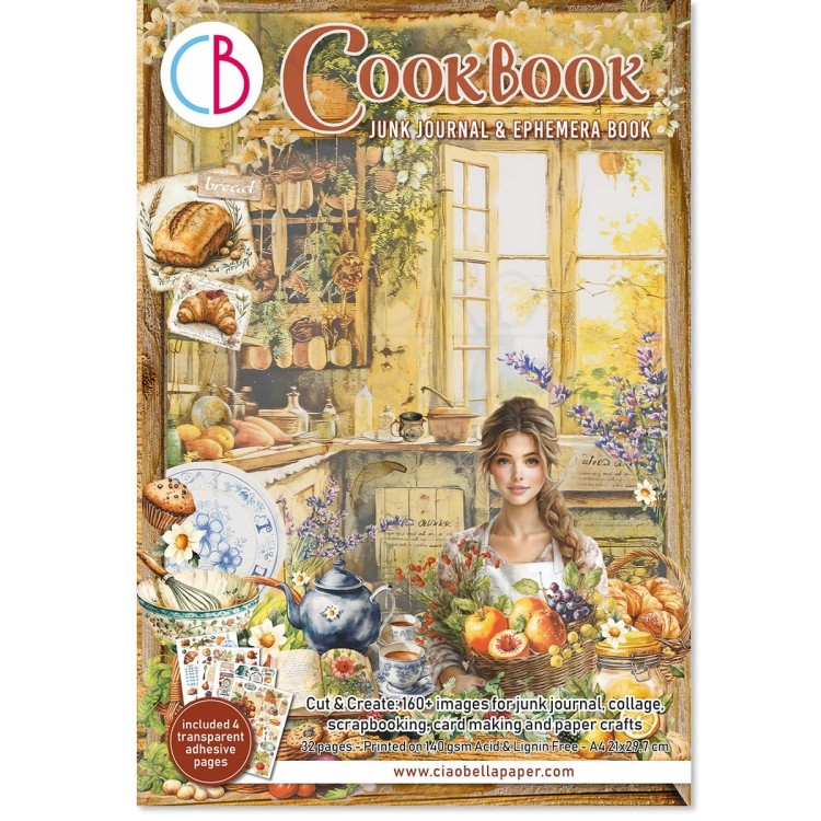 Zestaw A4 Junk Journal &amp; Ephemera Book Cookbook CBB009 Ciao Bella