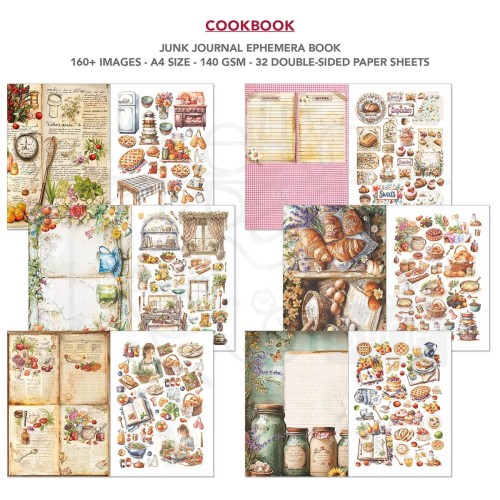 Zestaw A4 Junk Journal &amp; Ephemera Book Cookbook CBB009 Ciao Bella
