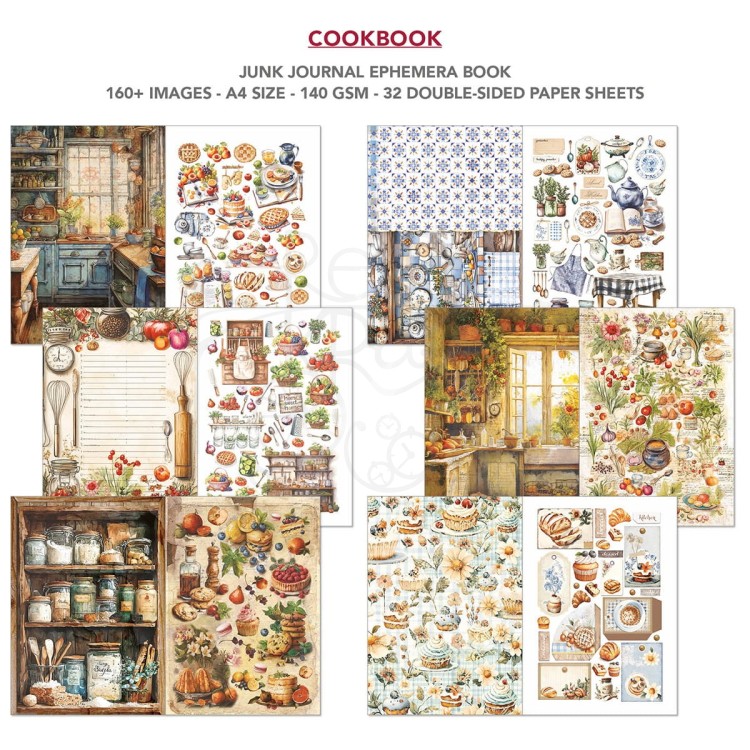 Zestaw A4 Junk Journal &amp; Ephemera Book Cookbook CBB009 Ciao Bella