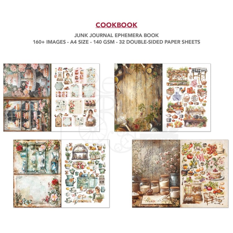 Zestaw A4 Junk Journal &amp; Ephemera Book Cookbook CBB009 Ciao Bella