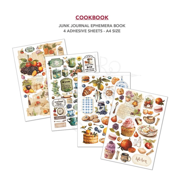 Zestaw A4 Junk Journal &amp; Ephemera Book Cookbook CBB009 Ciao Bella