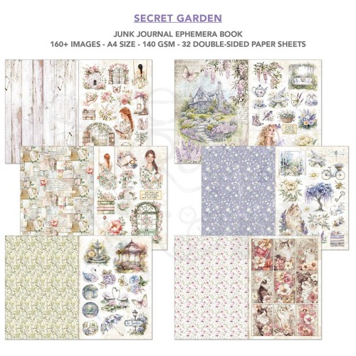 Zestaw A4 Junk Journal &amp; Ephemera Book Secret Garden CBB007 Ciao Bella