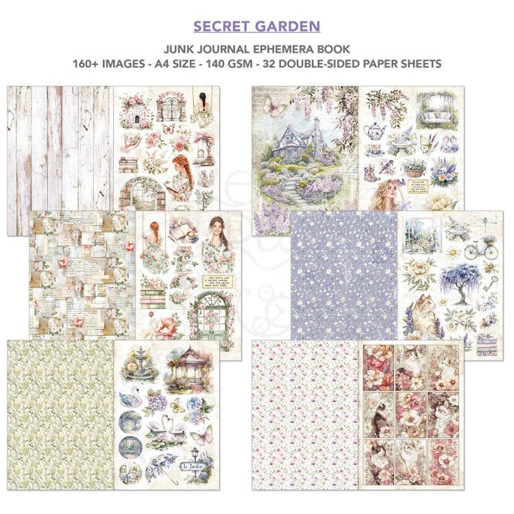Zestaw A4 Junk Journal &amp; Ephemera Book Secret Garden CBB007 Ciao Bella