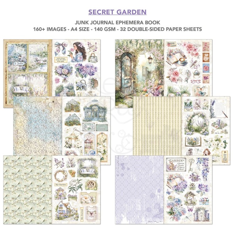 Zestaw A4 Junk Journal &amp; Ephemera Book Secret Garden CBB007 Ciao Bella