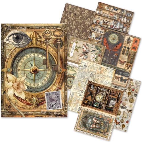 Zestaw papierów ryżowych A5 Cabinet of Curiosites 8 arkuszy CBRS010 Ciao Bella