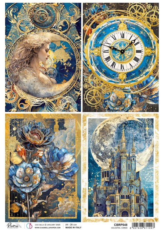 Papier ryżowy do decoupage A4 Celestial Celestial Cards CBRP548 Ciao Bella