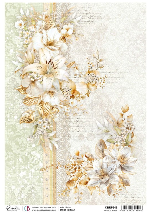 Papier ryżowy do decoupage A4 Blessing Day Lilies in Verse CBRP545 Ciao Bella
