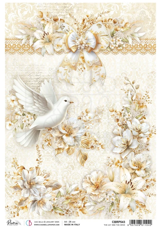 Papier ryżowy do decoupage A4 Blessing Day The Lily and the Dove CBRP543 Ciao Bella