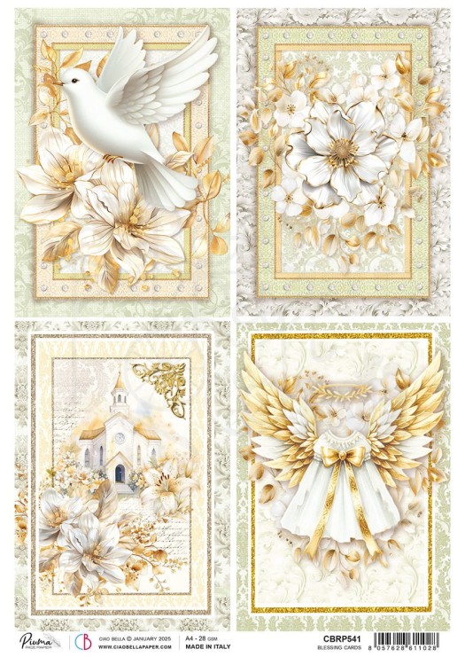 Papier ryżowy do decoupage A4 Blessing Day Blessing Cards CBRP541 Ciao Bella
