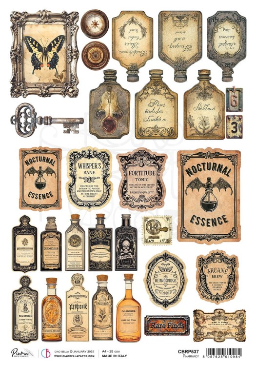 Papier ryżowy do decoupage A4 Cabinet of Curiosites Pharmacy CBRP537 Ciao Bella