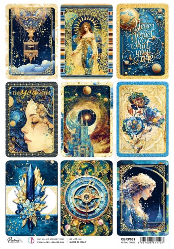 Papier ryżowy do decoupage A4 Celestial Astral Cards CBRP551 Ciao Bella