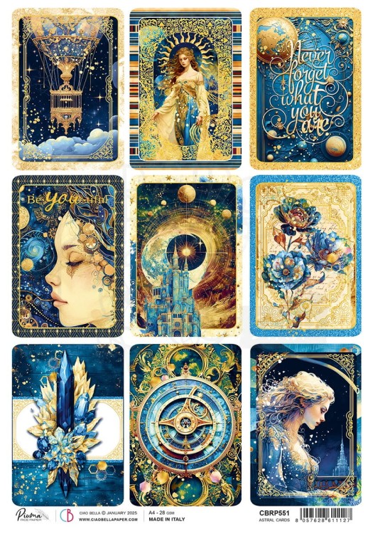 Papier ryżowy do decoupage A4 Celestial Astral Cards CBRP551 Ciao Bella