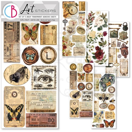 Naklejki foliowe do scrapbookingu Cabinet of Curiosites 5 arkuszy CBI001 Ciao Bella