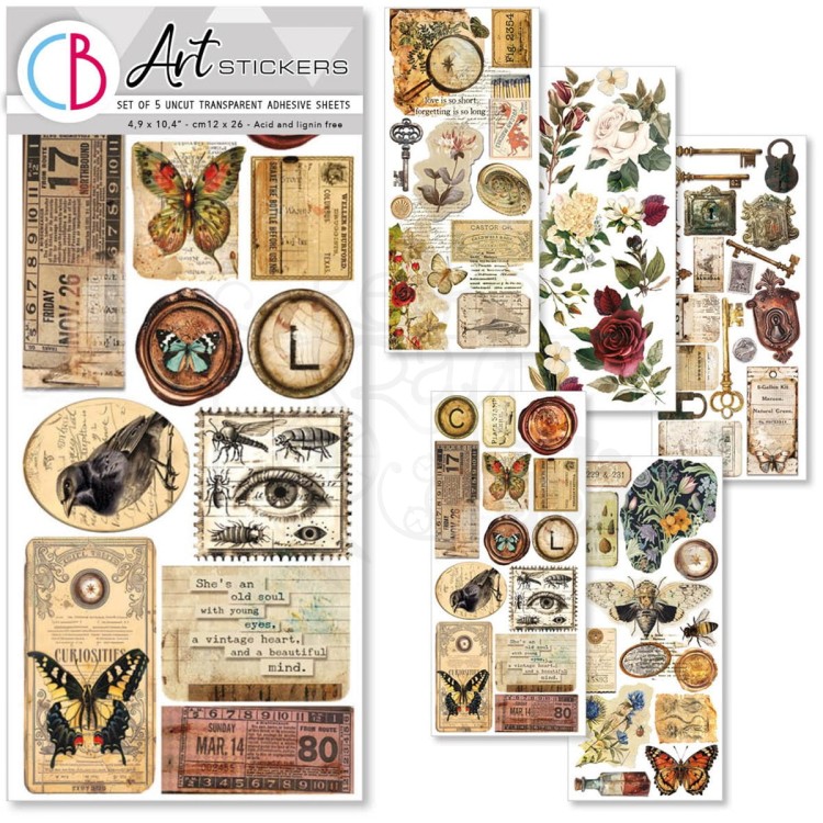 Naklejki foliowe do scrapbookingu Cabinet of Curiosites 5 arkuszy CBI001 Ciao Bella