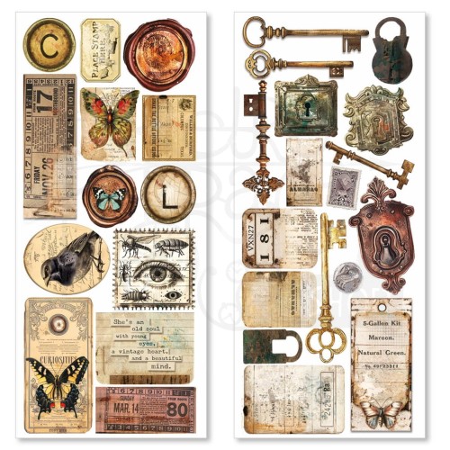 Naklejki foliowe do scrapbookingu Cabinet of Curiosites 5 arkuszy CBI001 Ciao Bella