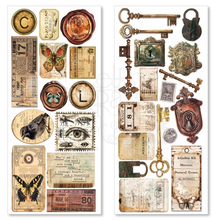 Naklejki foliowe do scrapbookingu Cabinet of Curiosites 5 arkuszy CBI001 Ciao Bella