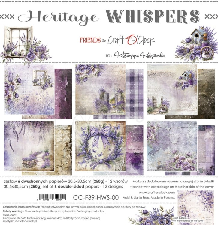 Zestaw papierów do scrapbookingu 30x30 Heritage Whispers CC-F39-HWS-00 Craft O'Clock