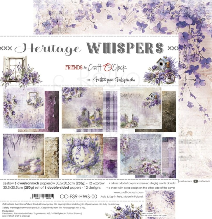 Zestaw papierów do scrapbookingu 30x30 Heritage Whispers CC-F39-HWS-00 Craft O'Clock