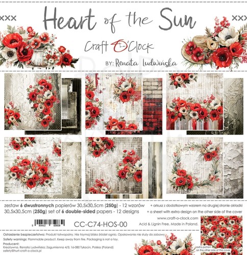 Zestaw papierów do scrapbookingu 30x30 Heart Of The Sun CC-C74-HOS-00 Craft O'Clock