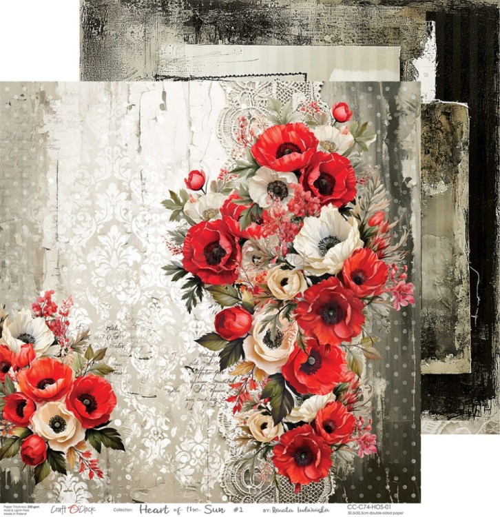 Zestaw papierów do scrapbookingu 30x30 Heart Of The Sun CC-C74-HOS-00 Craft O'Clock