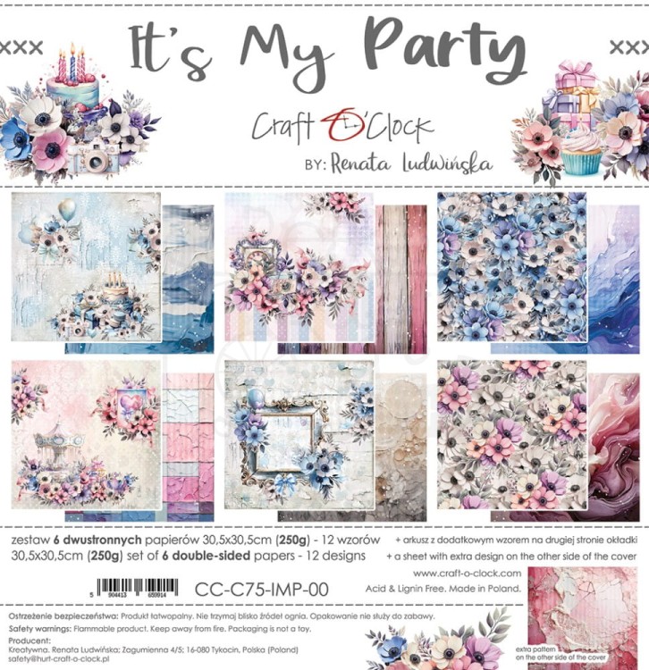 Zestaw papierów do scrapbookingu 30x30 It's My Party CC-C75-IMP-00 Craft O'Clock