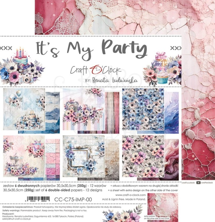 Zestaw papierów do scrapbookingu 30x30 It's My Party CC-C75-IMP-00 Craft O'Clock