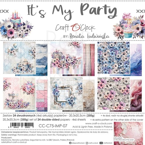 Zestaw papierów do scrapbookingu 20x20 It's My Party CC-C75-IMP-07 Craft O'Clock