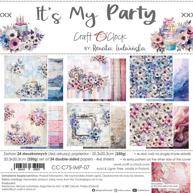 Zestaw papierów do scrapbookingu 20x20 It's My Party CC-C75-IMP-07 Craft O'Clock
