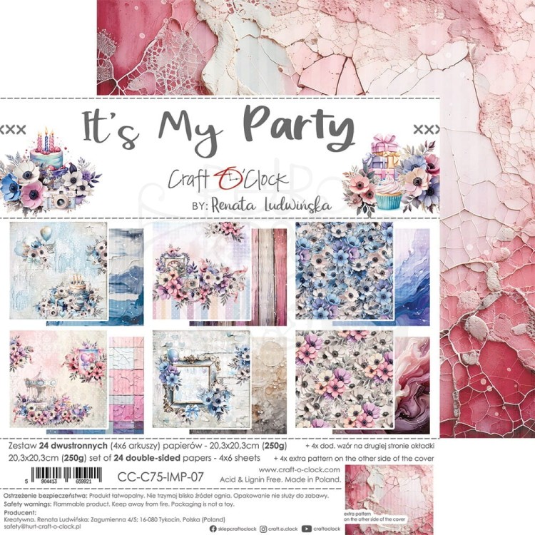 Zestaw papierów do scrapbookingu 20x20 It's My Party CC-C75-IMP-07 Craft O'Clock