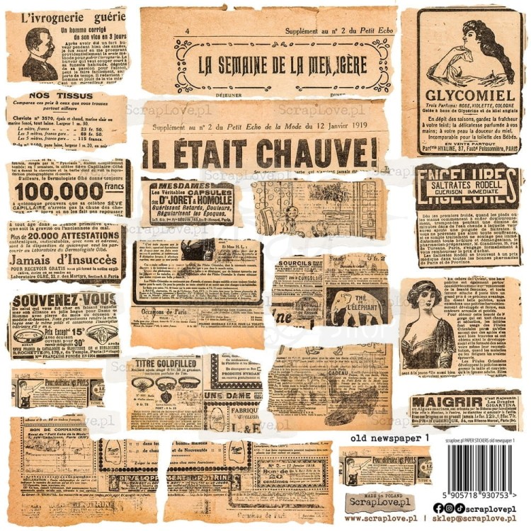 Naklejki foliowe do scrapbookingu i art journalingu Old Newspaper 1 ScrapLove