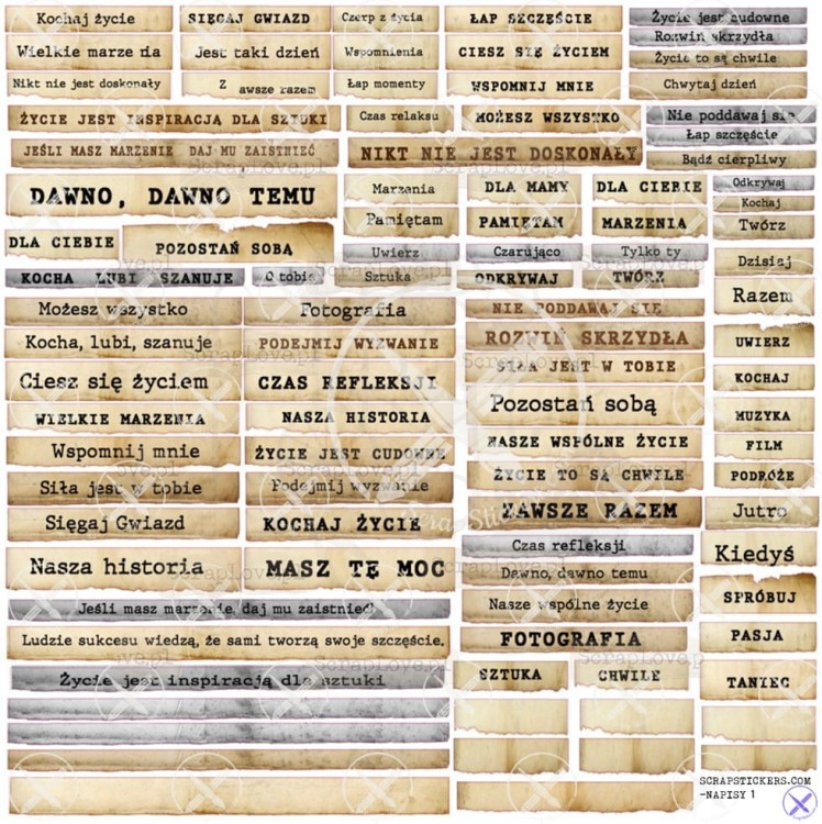 Naklejki foliowe do scrapbookingu i art journalingu Napisy 1 ScrapLove