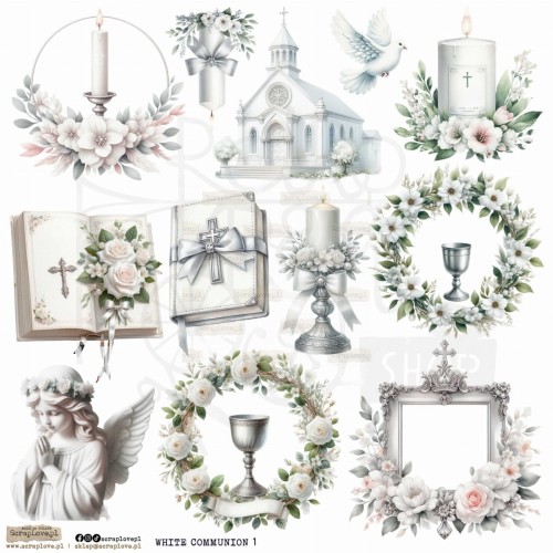 Naklejki papierowe do scrapbookingu i art journalingu White Communion 1 ScrapLove
