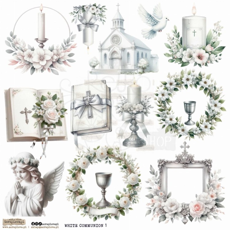 Naklejki papierowe do scrapbookingu i art journalingu White Communion 1 ScrapLove
