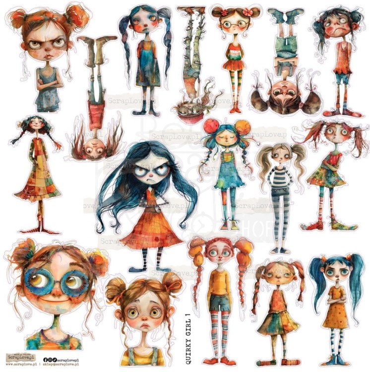 Naklejki foliowe do scrapbookingu i art journalingu Quirky Girl 1 ScrapLove