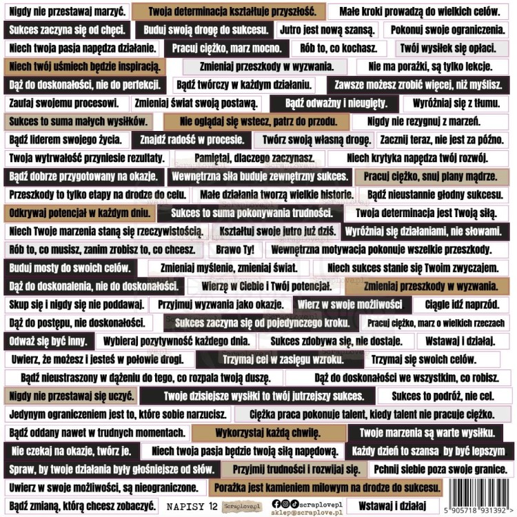 Naklejki foliowe do scrapbookingu i art journalingu Napisy 12 ScrapLove