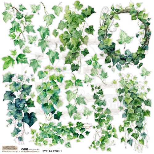 Naklejki papierowe do scrapbookingu i art journalingu Ivy Leaves 1 ScrapLove