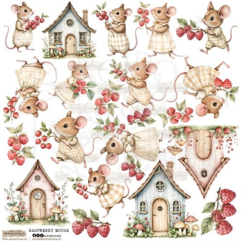 Naklejki papierowe do scrapbookingu i art journalingu Raspberry Mouse 1 ScrapLove